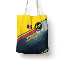 Andorra Tote Bag with Mountain Ridge and Eagle Emblem Design - Wonder Print Shop