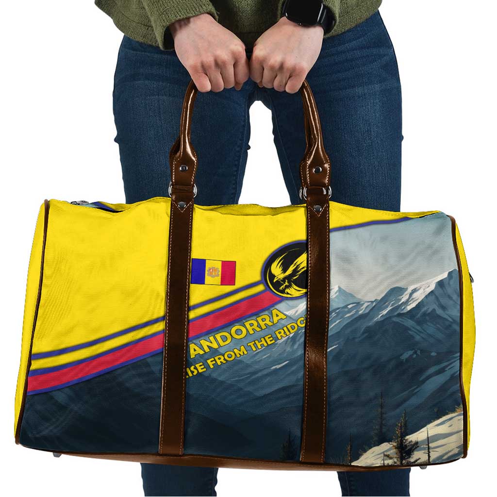 Andorra Travel Bag with Mountain Ridge and Eagle Emblem Design - Wonder Print Shop