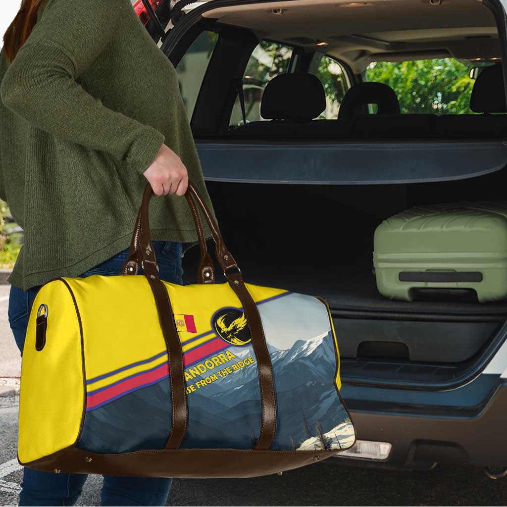 Andorra Travel Bag with Mountain Ridge and Eagle Emblem Design - Wonder Print Shop
