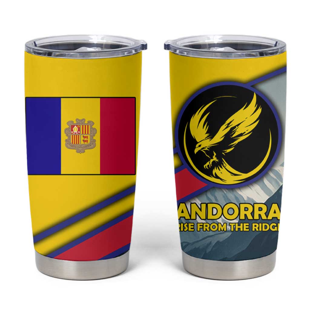 Andorra Tumbler Cup with Mountain Ridge and Eagle Emblem Design - Wonder Print Shop