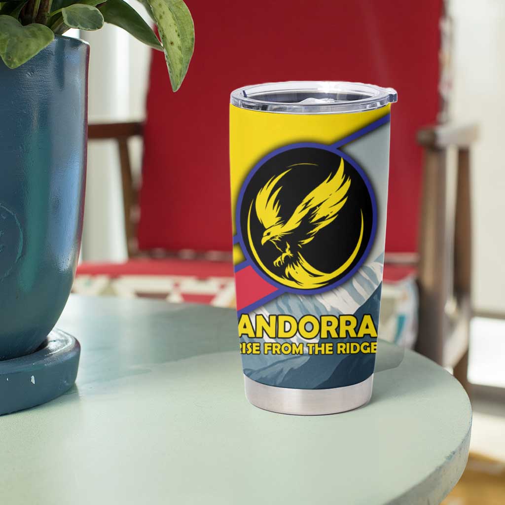 Andorra Tumbler Cup with Mountain Ridge and Eagle Emblem Design - Wonder Print Shop
