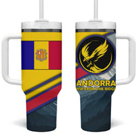 Andorra Tumbler With Handle with Mountain Ridge and Eagle Emblem Design - Wonder Print Shop