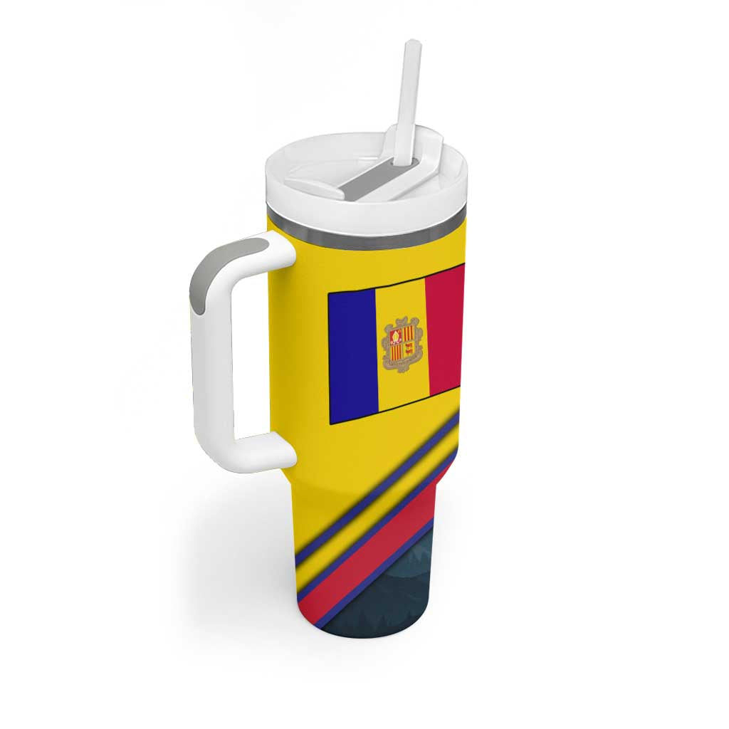 Andorra Tumbler With Handle with Mountain Ridge and Eagle Emblem Design - Wonder Print Shop