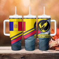 Andorra Tumbler With Handle with Mountain Ridge and Eagle Emblem Design - Wonder Print Shop