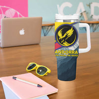 Andorra Tumbler With Handle with Mountain Ridge and Eagle Emblem Design - Wonder Print Shop