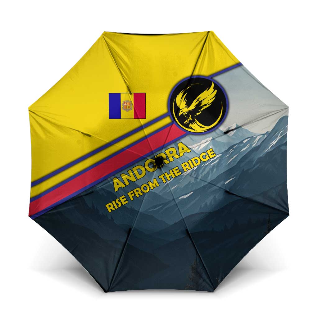 Andorra Umbrella with Mountain Ridge and Eagle Emblem Design - Wonder Print Shop