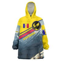 Andorra Wearable Blanket Hoodie with Mountain Ridge and Eagle Emblem Design - Wonder Print Shop
