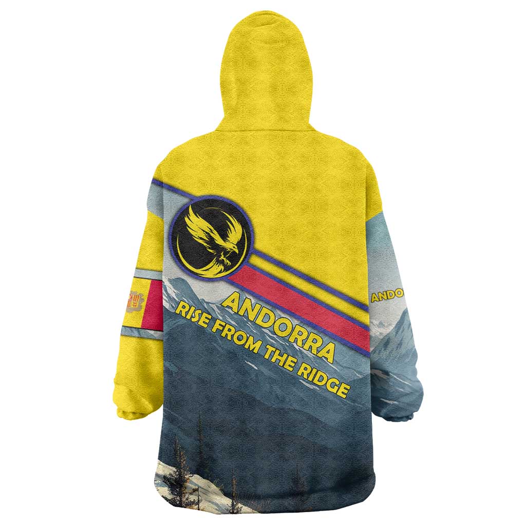Andorra Wearable Blanket Hoodie with Mountain Ridge and Eagle Emblem Design - Wonder Print Shop