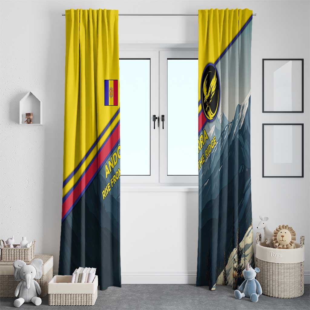 Andorra Window Curtain with Mountain Ridge and Eagle Emblem Design - Wonder Print Shop