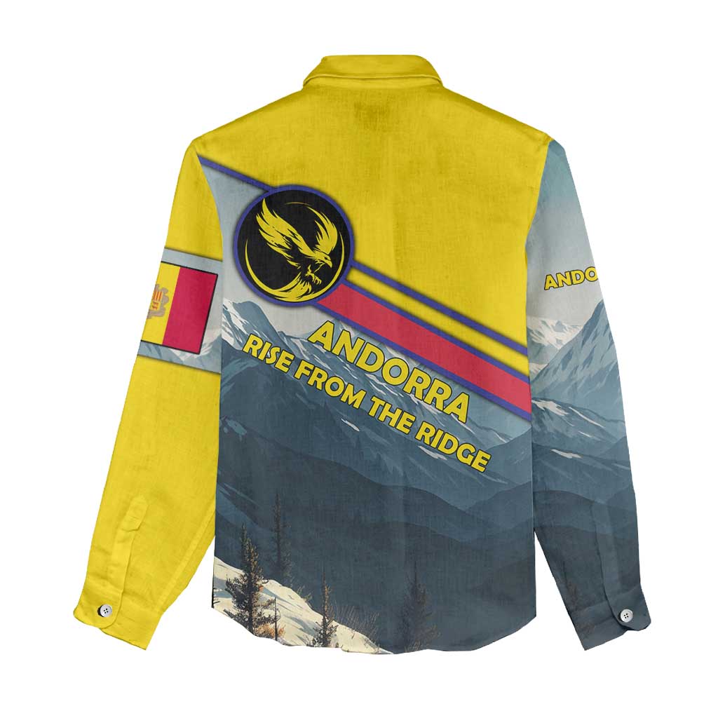 Andorra Women Casual Shirt with Mountain Ridge and Eagle Emblem Design - Wonder Print Shop