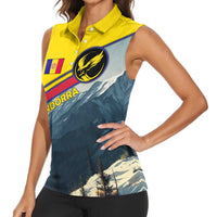 Andorra Women Sleeveless Polo Shirt with Mountain Ridge and Eagle Emblem Design - Wonder Print Shop