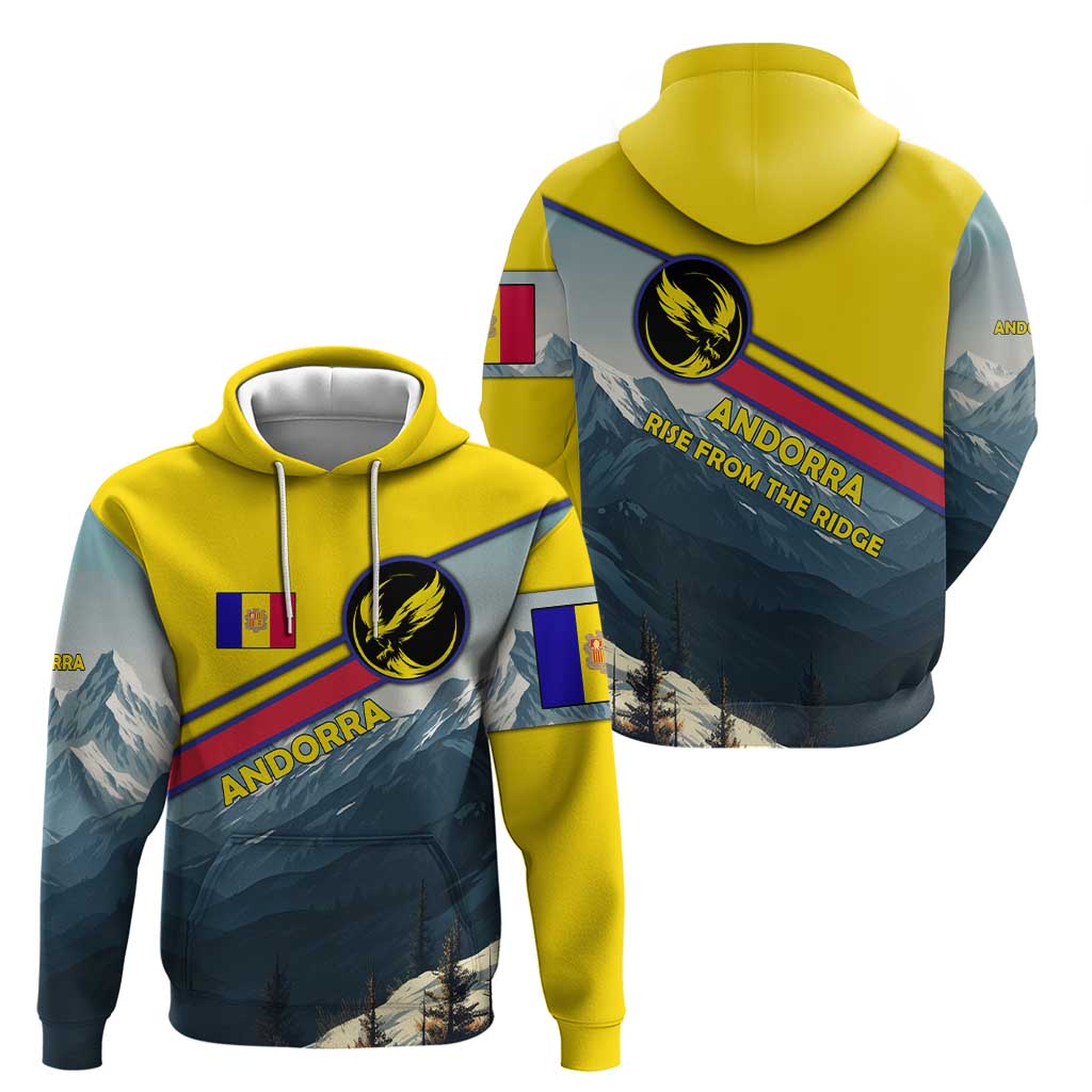 Andorra Zip Hoodie with Mountain Ridge and Eagle Emblem Design - Wonder Print Shop