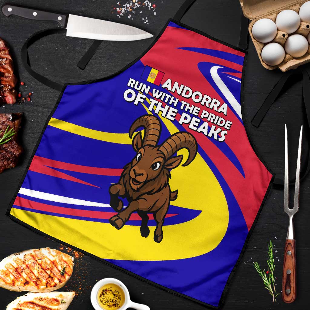 Andorra Apron with Cartoon Ibex and Swirl Stripe Design - Wonder Print Shop