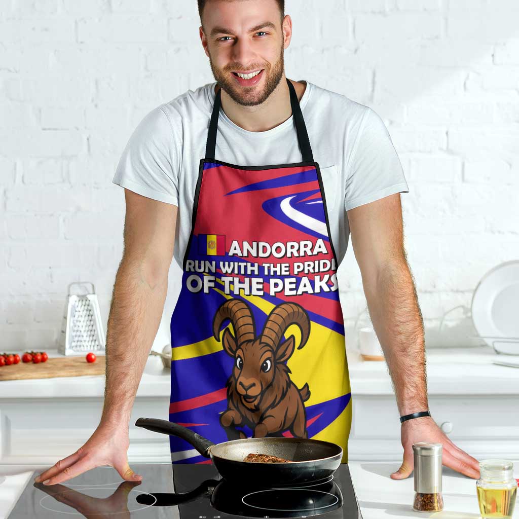 Andorra Apron with Cartoon Ibex and Swirl Stripe Design - Wonder Print Shop