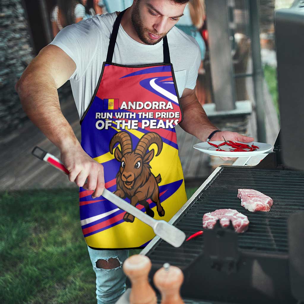 Andorra Apron with Cartoon Ibex and Swirl Stripe Design - Wonder Print Shop