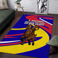 Andorra Area Rug with Cartoon Ibex and Swirl Stripe Design - Wonder Print Shop