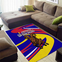 Andorra Area Rug with Cartoon Ibex and Swirl Stripe Design - Wonder Print Shop