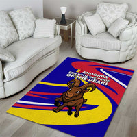 Andorra Area Rug with Cartoon Ibex and Swirl Stripe Design - Wonder Print Shop