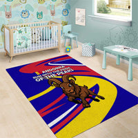 Andorra Area Rug with Cartoon Ibex and Swirl Stripe Design - Wonder Print Shop