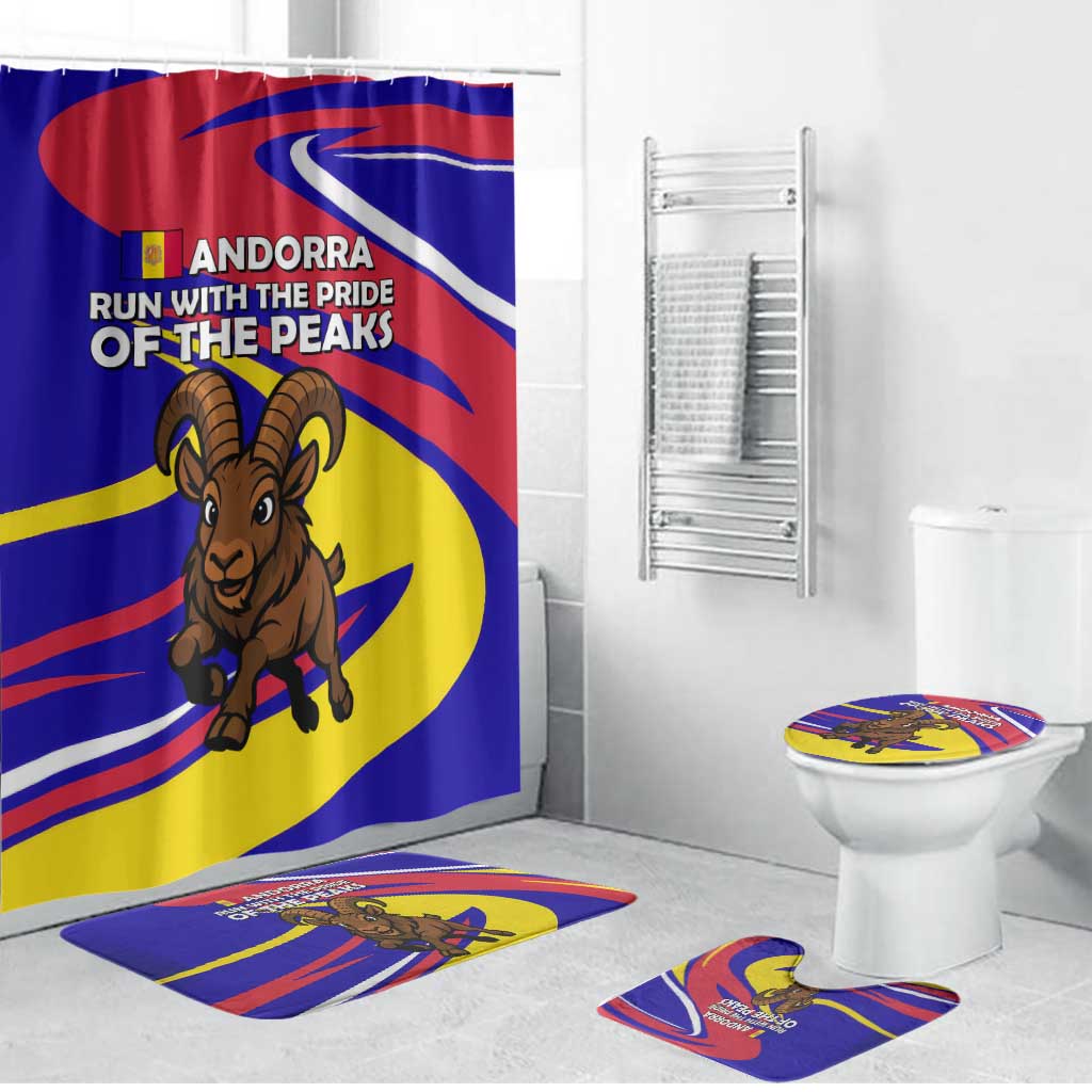 Andorra Bathroom Set with Cartoon Ibex and Swirl Stripe Design - Wonder Print Shop