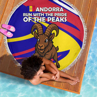 Andorra Beach Blanket with Cartoon Ibex and Swirl Stripe Design - Wonder Print Shop