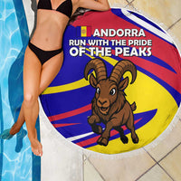 Andorra Beach Blanket with Cartoon Ibex and Swirl Stripe Design - Wonder Print Shop