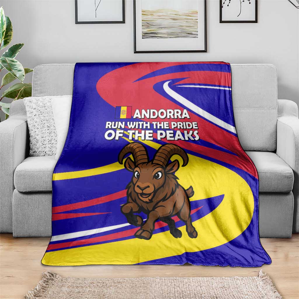 Andorra Blanket with Cartoon Ibex and Swirl Stripe Design - Wonder Print Shop