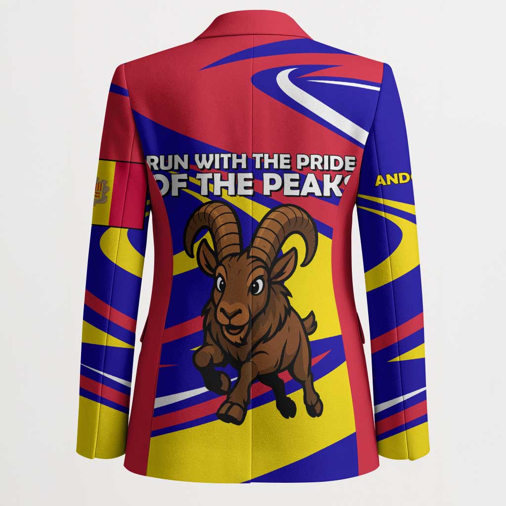 Andorra Blazer with Cartoon Ibex and Swirl Stripe Design - Wonder Print Shop