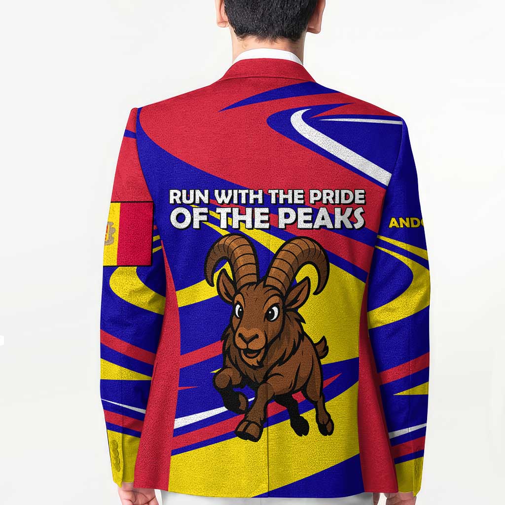 Andorra Blazer with Cartoon Ibex and Swirl Stripe Design - Wonder Print Shop