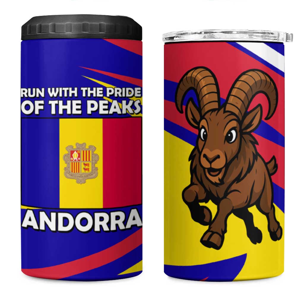 Andorra 4 in 1 Can Cooler Tumbler with Cartoon Ibex and Swirl Stripe Design - Wonder Print Shop