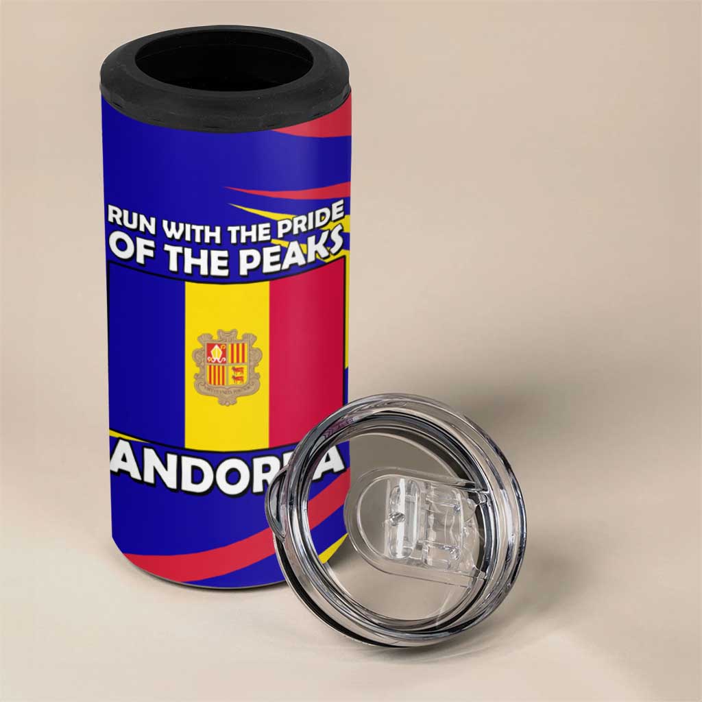 Andorra 4 in 1 Can Cooler Tumbler with Cartoon Ibex and Swirl Stripe Design - Wonder Print Shop