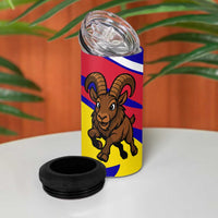 Andorra 4 in 1 Can Cooler Tumbler with Cartoon Ibex and Swirl Stripe Design - Wonder Print Shop