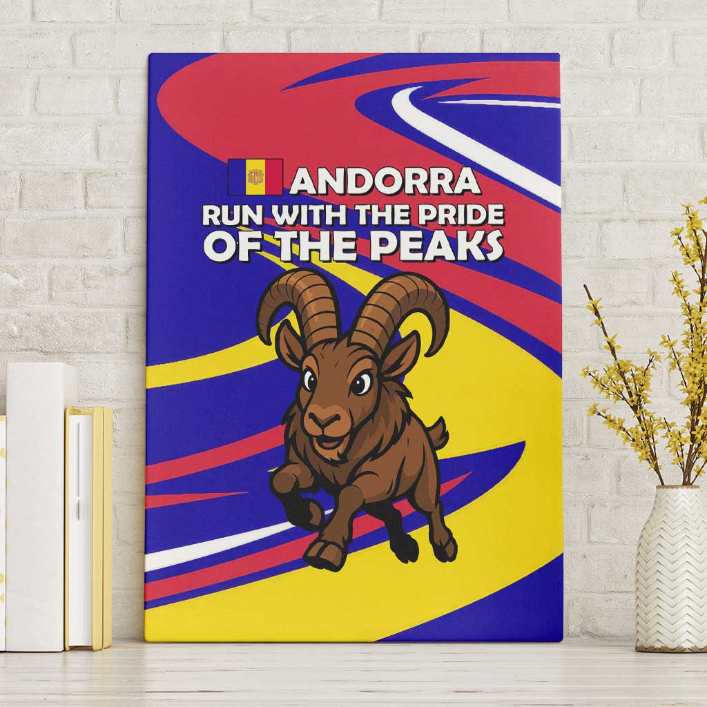 Andorra Canvas Wall Art with Cartoon Ibex and Swirl Stripe Design - Wonder Print Shop
