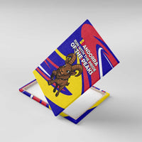 Andorra Canvas Wall Art with Cartoon Ibex and Swirl Stripe Design - Wonder Print Shop