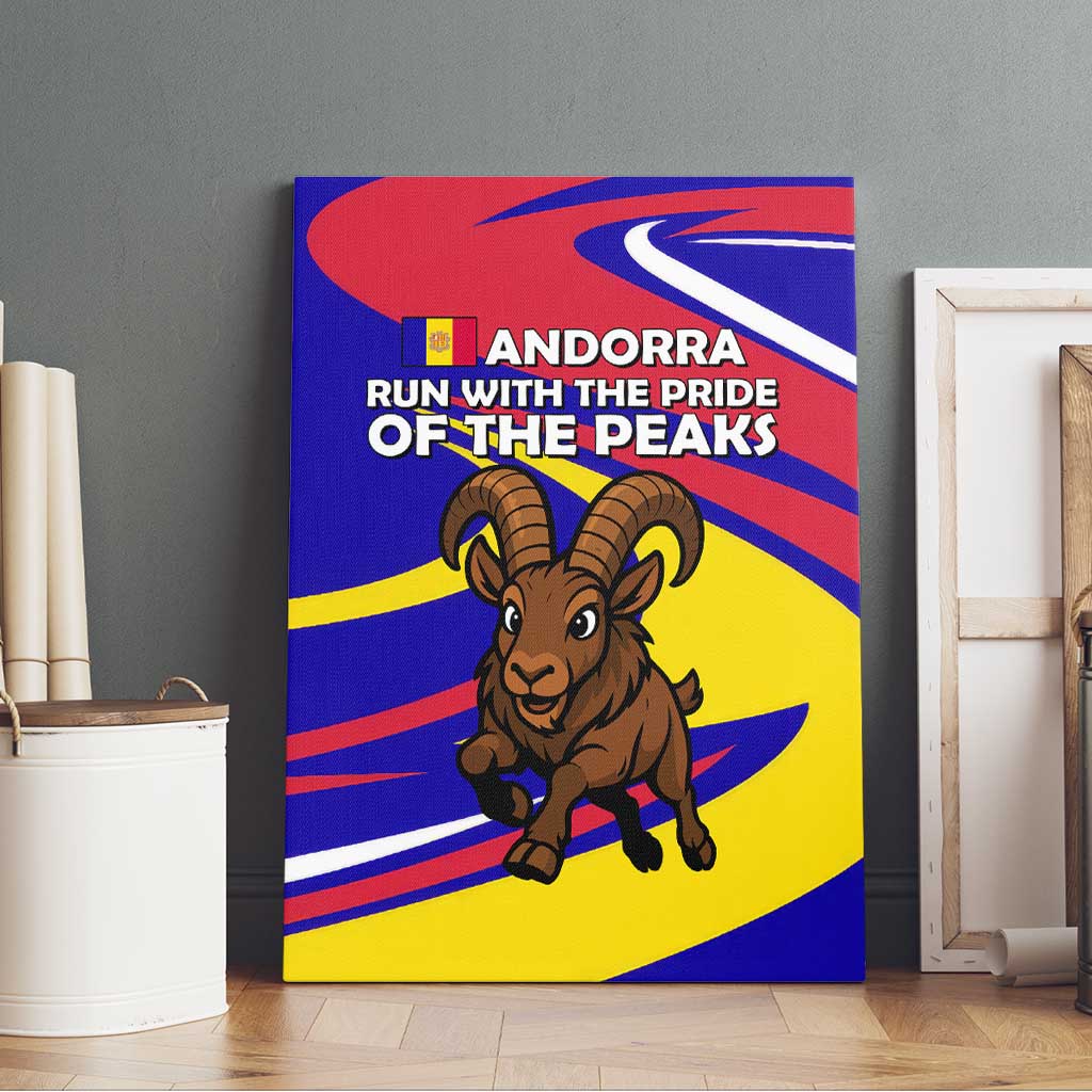 Andorra Canvas Wall Art with Cartoon Ibex and Swirl Stripe Design - Wonder Print Shop
