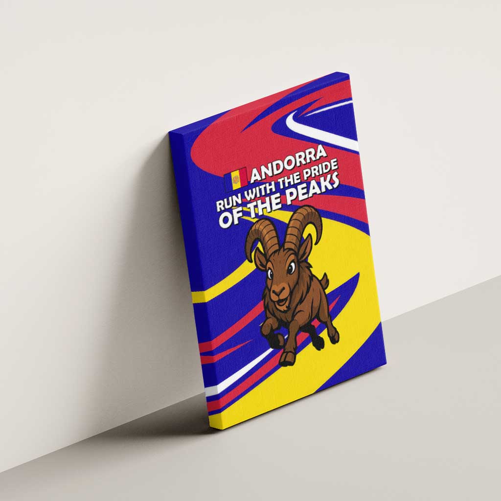 Andorra Canvas Wall Art with Cartoon Ibex and Swirl Stripe Design - Wonder Print Shop