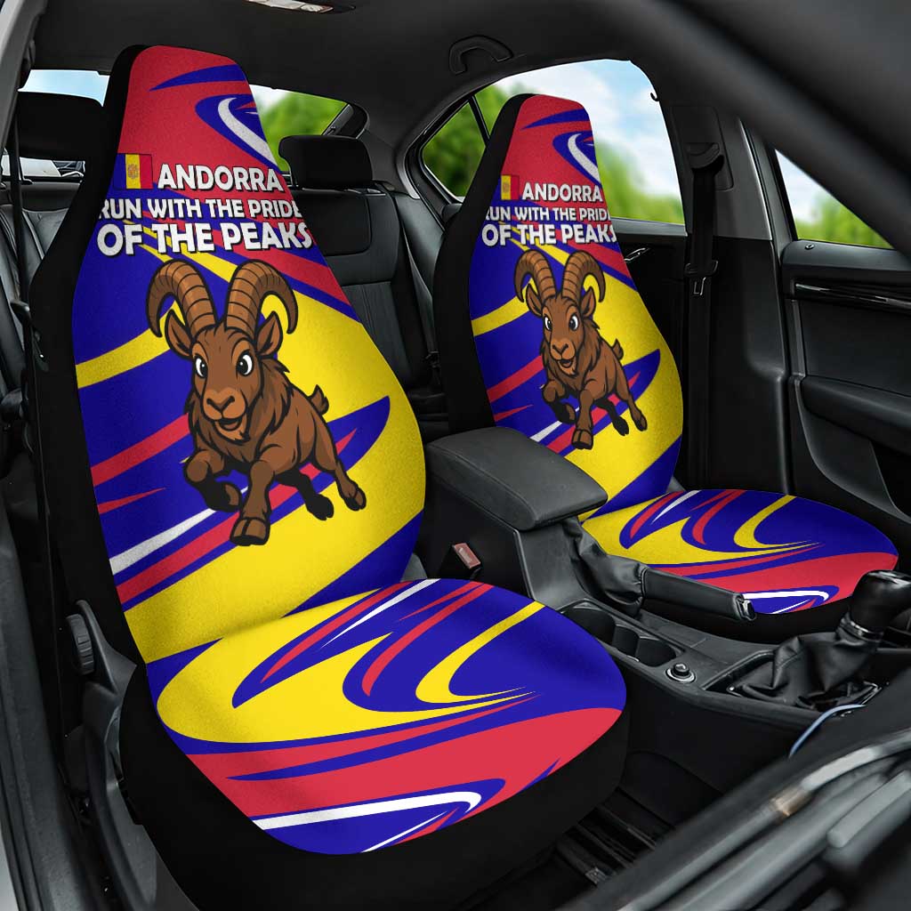 Andorra Car Seat Cover with Cartoon Ibex and Swirl Stripe Design - Wonder Print Shop