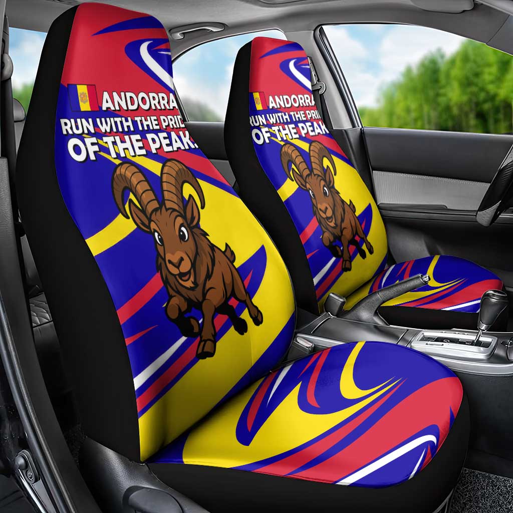 Andorra Car Seat Cover with Cartoon Ibex and Swirl Stripe Design - Wonder Print Shop