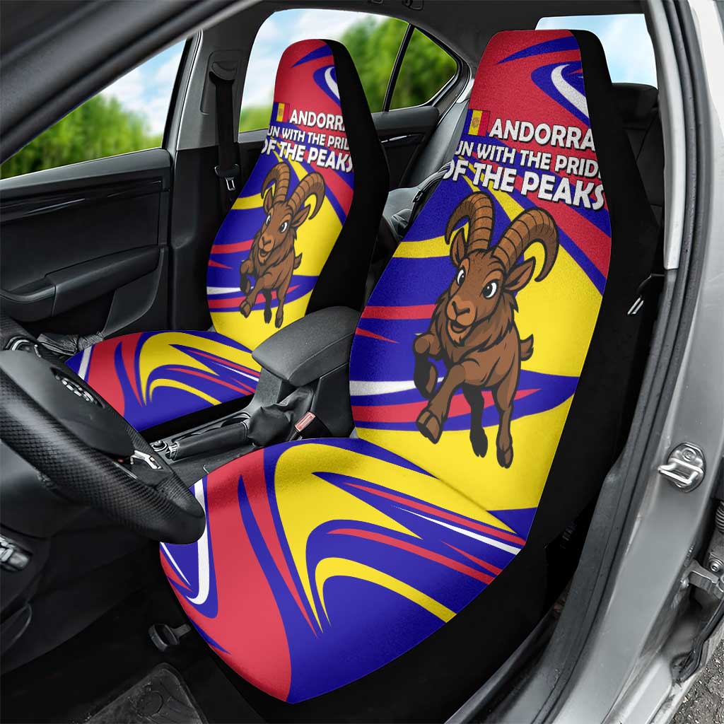 Andorra Car Seat Cover with Cartoon Ibex and Swirl Stripe Design - Wonder Print Shop
