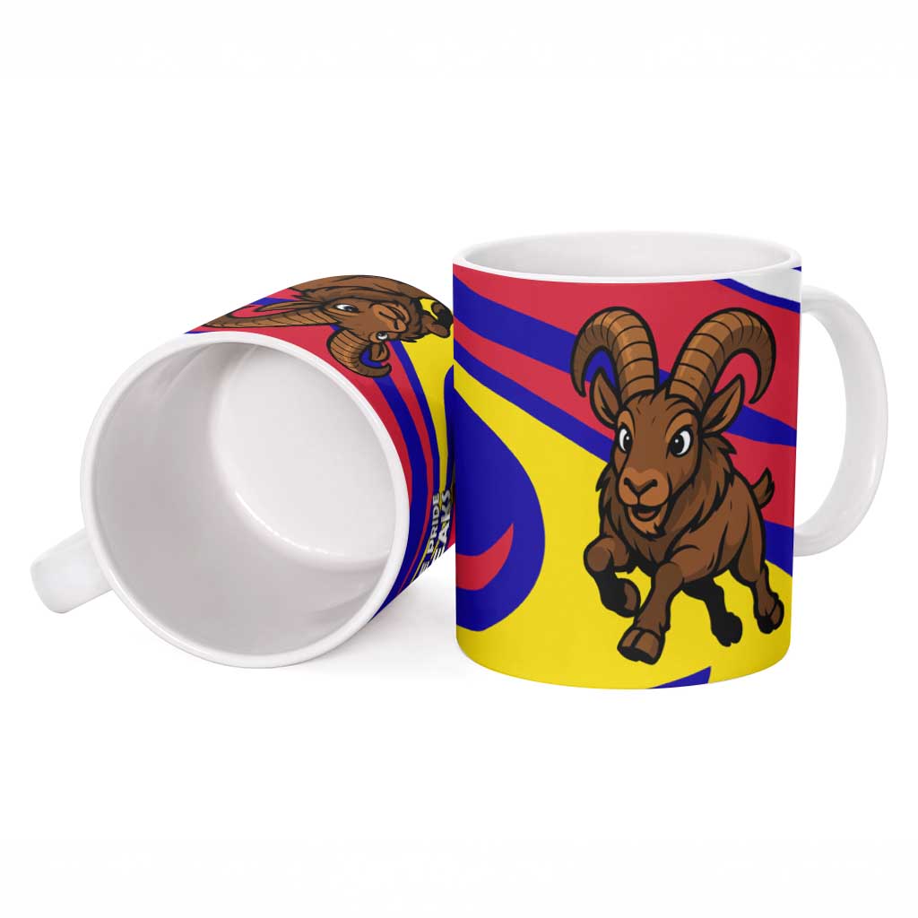Andorra Ceramic Mug with Cartoon Ibex and Swirl Stripe Design - Wonder Print Shop