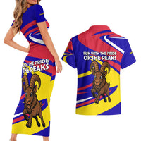 Andorra Couples Matching Short Sleeve Bodycon Dress and Hawaiian Shirt with Cartoon Ibex and Swirl Stripe Design - Wonder Print Shop