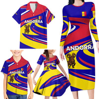 Andorra Family Matching Long Sleeve Bodycon Dress and Hawaiian Shirt with Cartoon Ibex and Swirl Stripe Design - Wonder Print Shop
