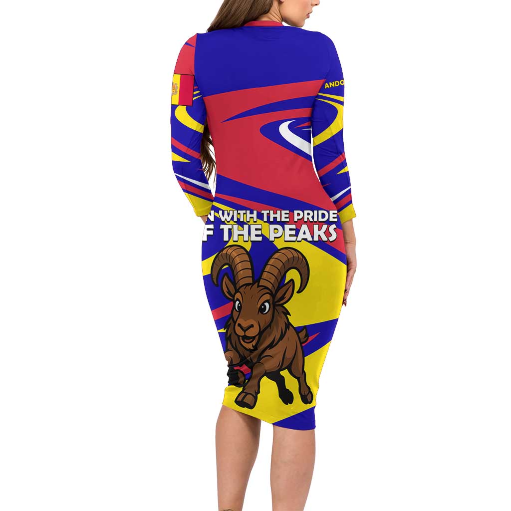 Andorra Family Matching Long Sleeve Bodycon Dress and Hawaiian Shirt with Cartoon Ibex and Swirl Stripe Design - Wonder Print Shop