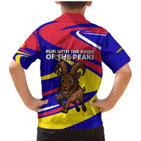 Andorra Family Matching Mermaid Dress and Hawaiian Shirt with Cartoon Ibex and Swirl Stripe Design - Wonder Print Shop