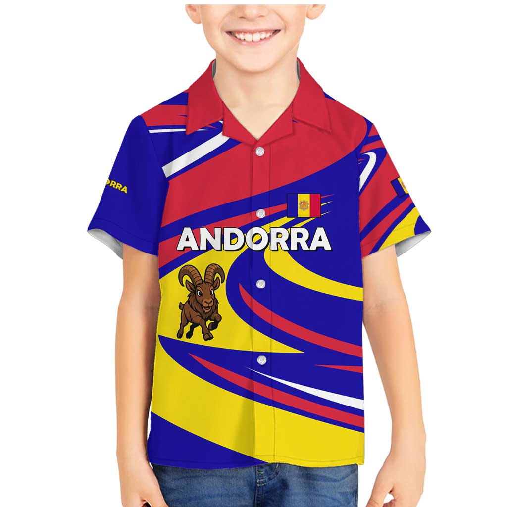 Andorra Family Matching Mermaid Dress and Hawaiian Shirt with Cartoon Ibex and Swirl Stripe Design - Wonder Print Shop