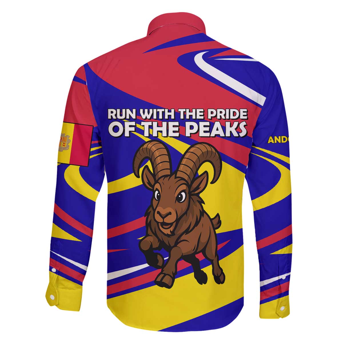 Andorra Family Matching Off The Shoulder Long Sleeve Dress and Hawaiian Shirt with Cartoon Ibex and Swirl Stripe Design - Wonder Print Shop