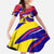 Andorra Family Matching Off Shoulder Maxi Dress and Hawaiian Shirt with Cartoon Ibex and Swirl Stripe Design - Wonder Print Shop