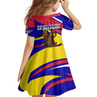 Andorra Family Matching Off Shoulder Short Dress and Hawaiian Shirt with Cartoon Ibex and Swirl Stripe Design - Wonder Print Shop