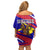 Andorra Family Matching Off Shoulder Short Dress and Hawaiian Shirt with Cartoon Ibex and Swirl Stripe Design - Wonder Print Shop