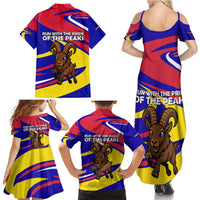 Andorra Family Matching Summer Maxi Dress and Hawaiian Shirt with Cartoon Ibex and Swirl Stripe Design - Wonder Print Shop